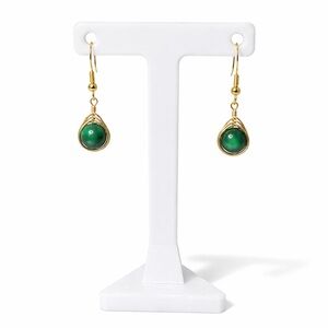 Green Tiger’s Eye Wire Wrapped Earrings